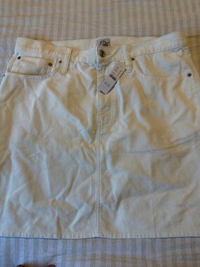 J. Crew Cream Corduroy Button-Front Skirt